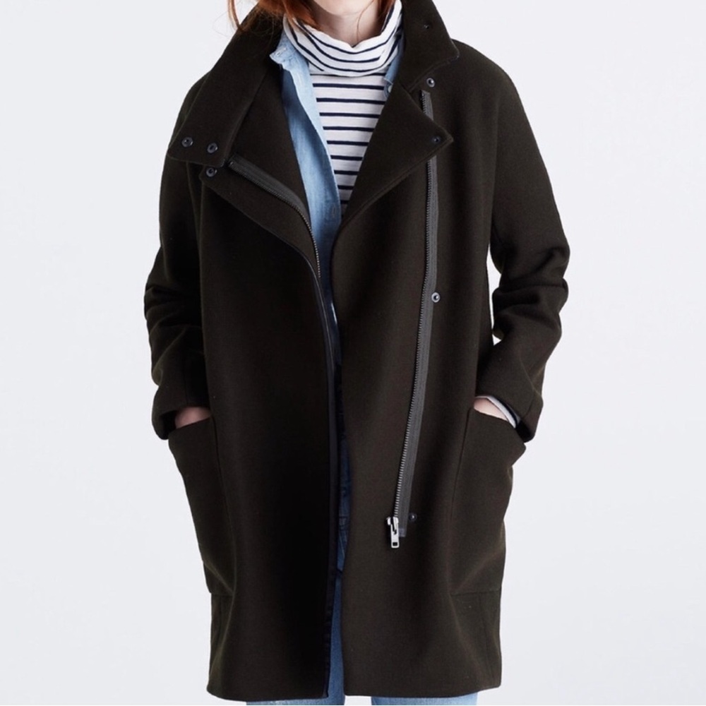 Madewell Black Wool City Grid Coat Size 00